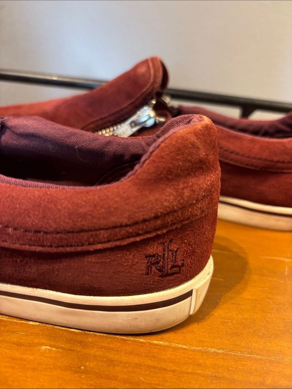 Ralph Lauren Jeorgia Suede Burgundy Slip On Shoes - Picture 5 of 9